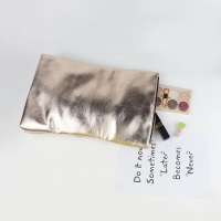 Mirror PU Leather Professional Travel Rose Gold Makeup Bag