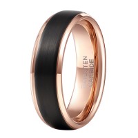 Guangdong factory 8MM /6MM tungsten ring rose gold  two-color Lover's  Mirror polished brushed rings high-end jewelry